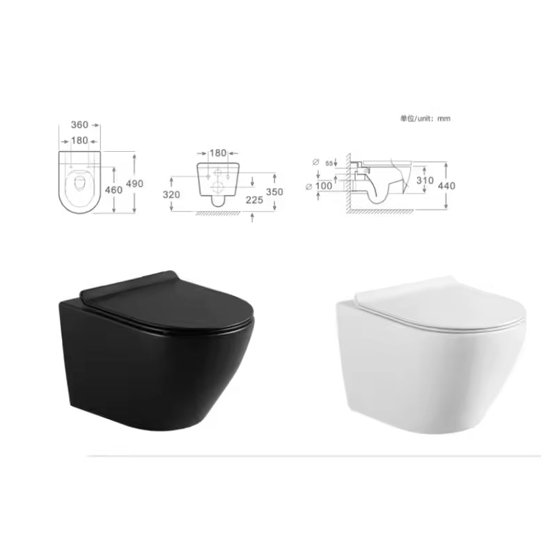 Wall-Hung Ce European Rimless Wall Row Drain Mounted Hanging Color Ceramic Wc Bathroom Matte Black Wall Hung Toilet