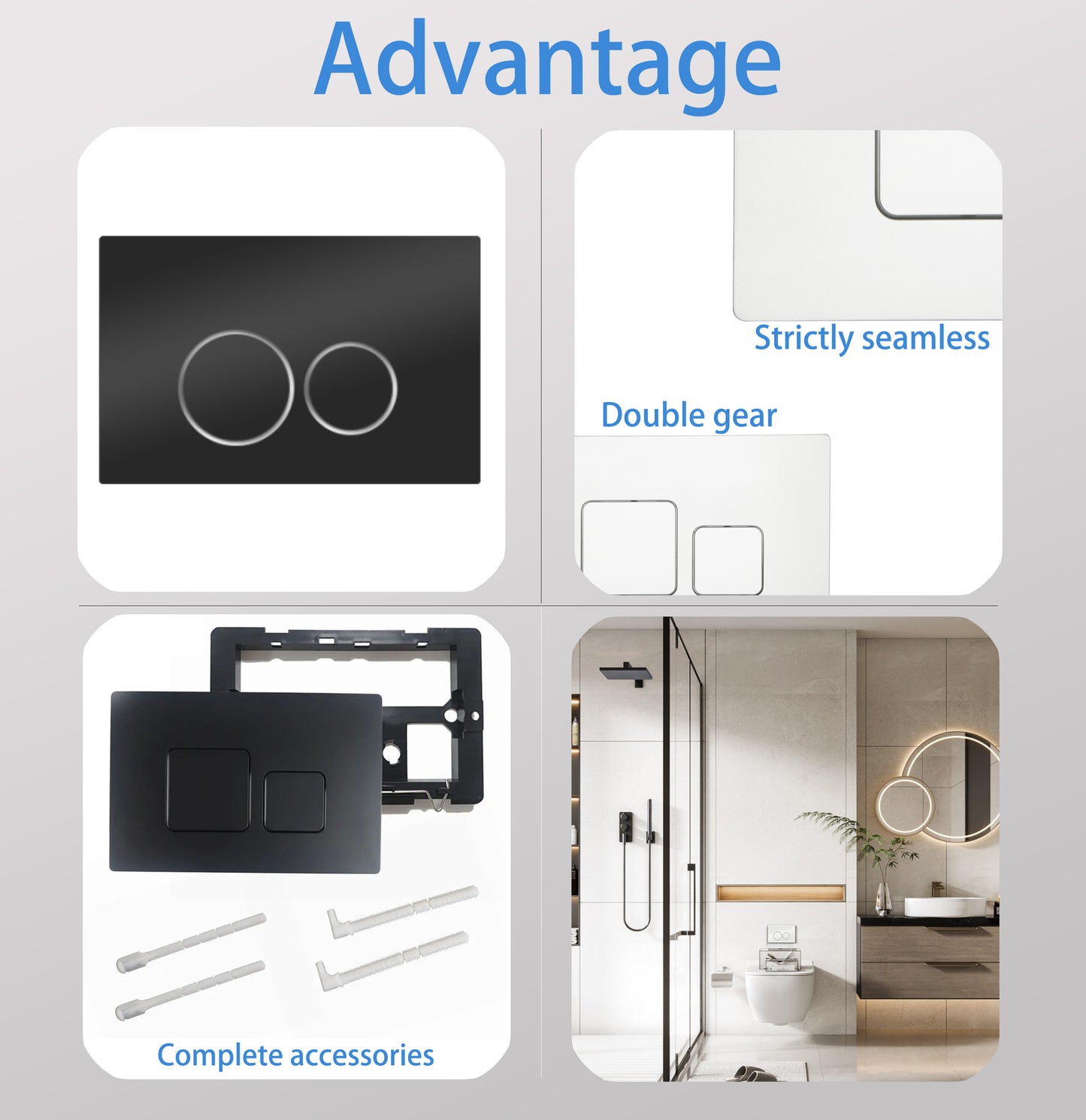 High Quality Dual Flush Toilet Plate Flush Plate Concealed Hotel Flush Mount Panel for Wall Hung Flush Tank